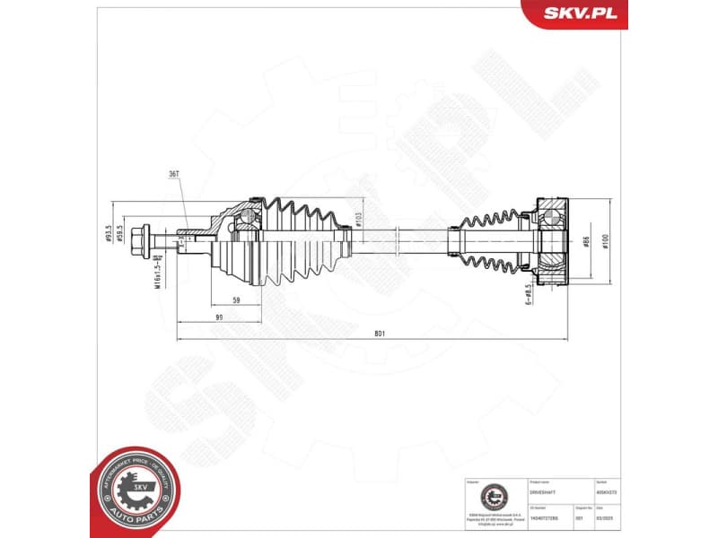 Drive Shaft 40SKV273