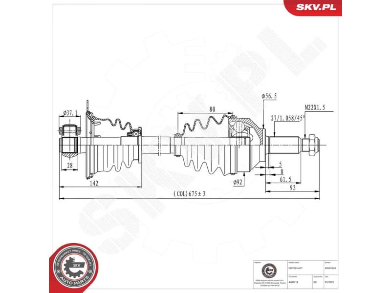 Drive Shaft 40SKV244