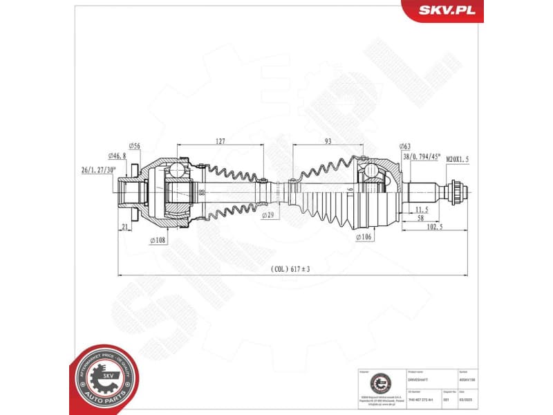 Drive Shaft 40SKV158