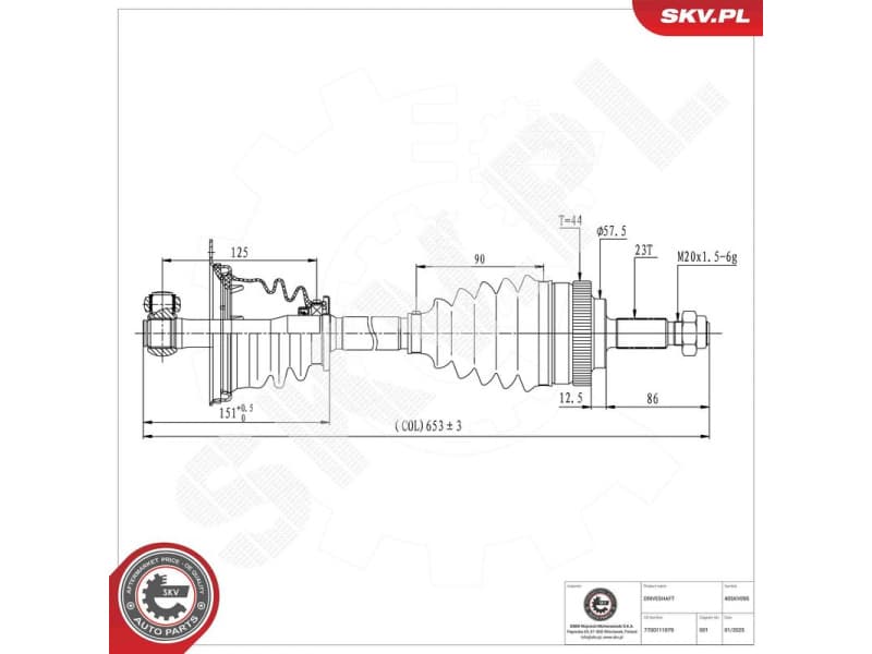 Drive Shaft 40SKV095