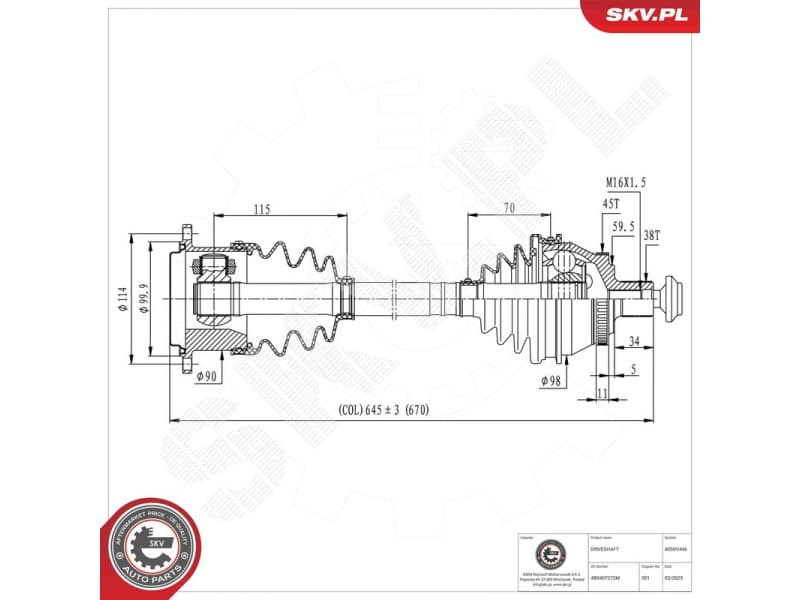 Drive Shaft 40SKV446