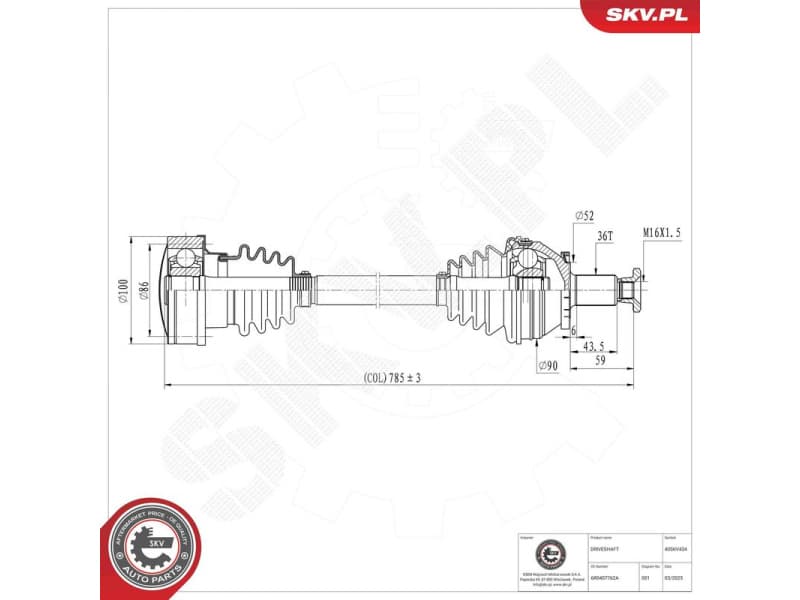 Drive Shaft 40SKV434