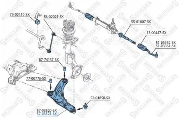Control/Trailing Arm, wheel suspension 57-03521-SX