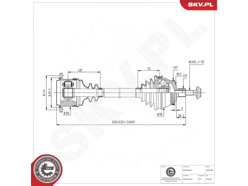 Drive Shaft 40SKV168