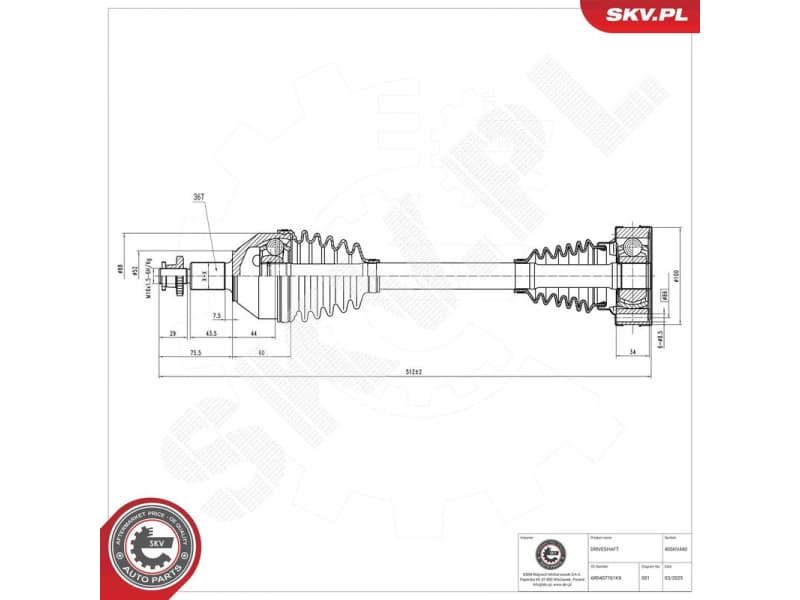 Drive Shaft 40SKV440