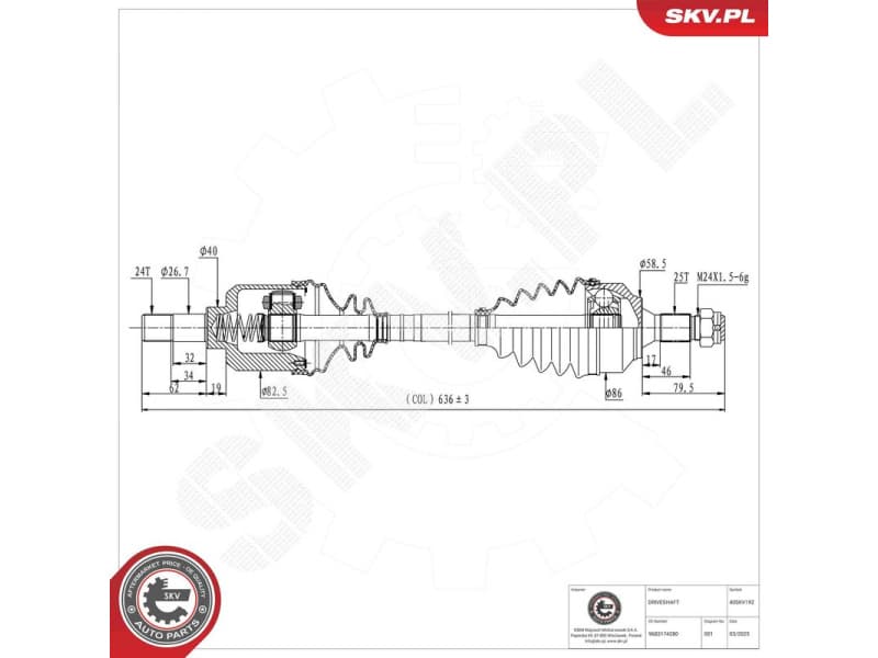 Drive Shaft 40SKV192