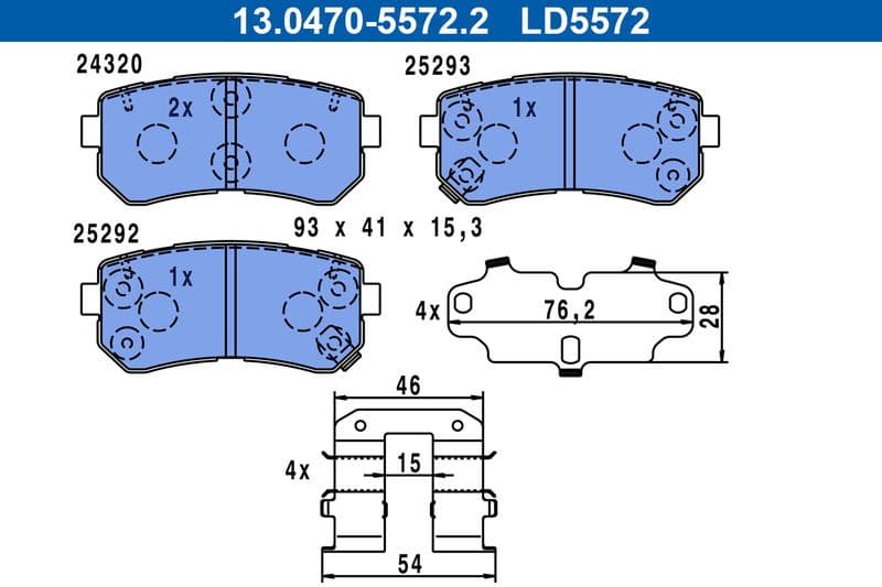 Brake Pad Set, disc brake ATE Ceramic 13.0470-5572.2