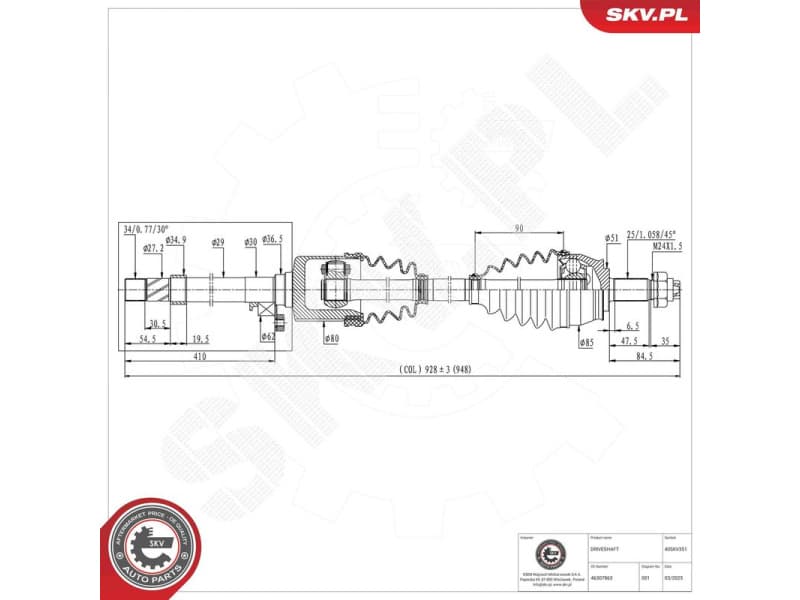 Drive Shaft 40SKV351