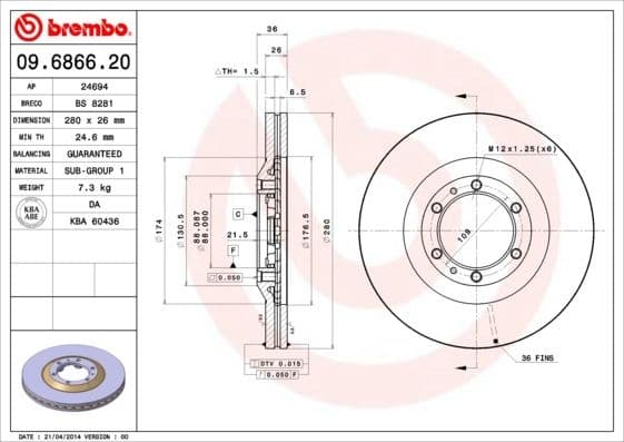 Brake Disc PRIME LINE 09.6866.20