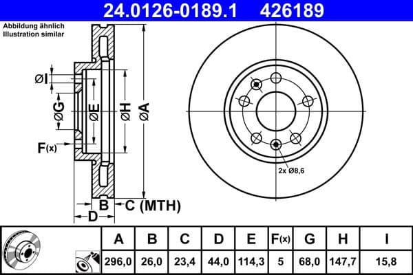 Brake Disc 24.0126-0189.1 - image 2