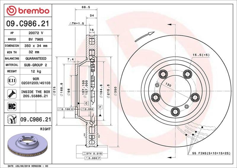 Brake Disc PRIME LINE - UV Coated 09.C986.21 - image 4