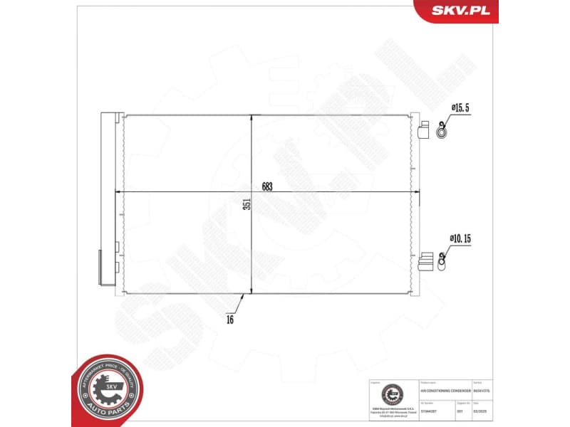 Condenser, air conditioning 86SKV376 - image 6