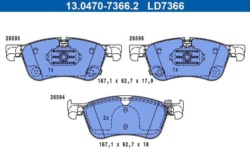 Brake Pad Set, disc brake ATE Ceramic 13.0470-7366.2