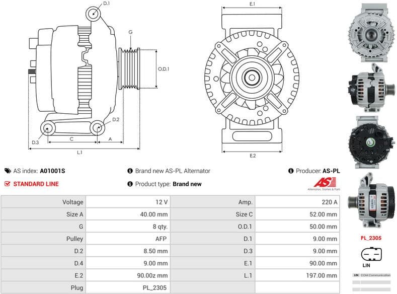 Alternator AS A01001S - image 5