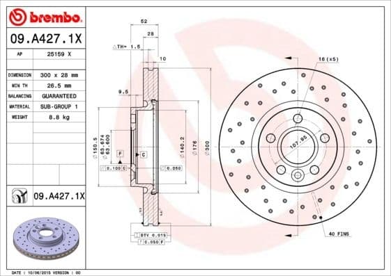 Brake Disc XTRA LINE - Xtra 09.A427.1X