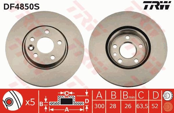 Brake disc, 1pcs FRONT, Top Quality DF4850S
