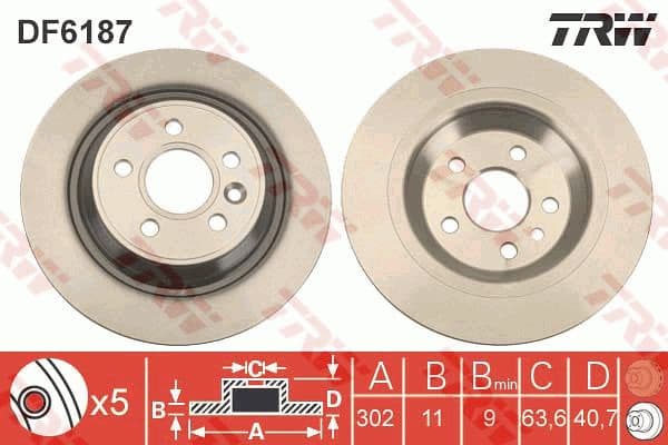 Brake discs kit rear, (2pcs), Top Quality DF6187 - image 4
