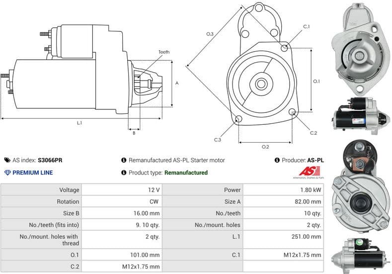 Starter Remanufactured AS S3066PR - image 5