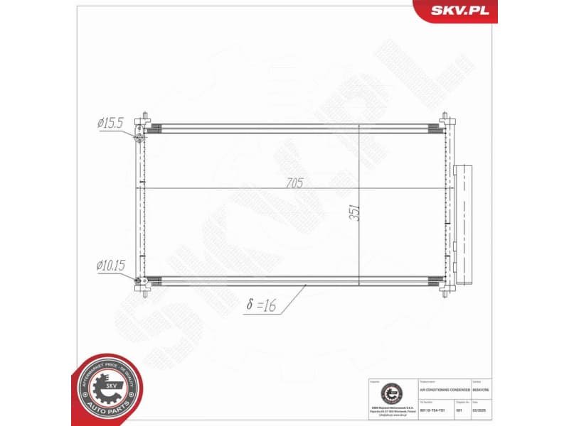 Condenser, air conditioning 86SKV296 - image 8