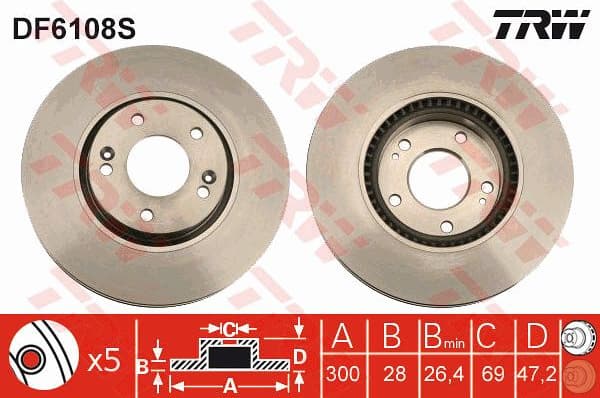 Brake disc, 1pcs FRONT, Top Quality DF6108S - image 4