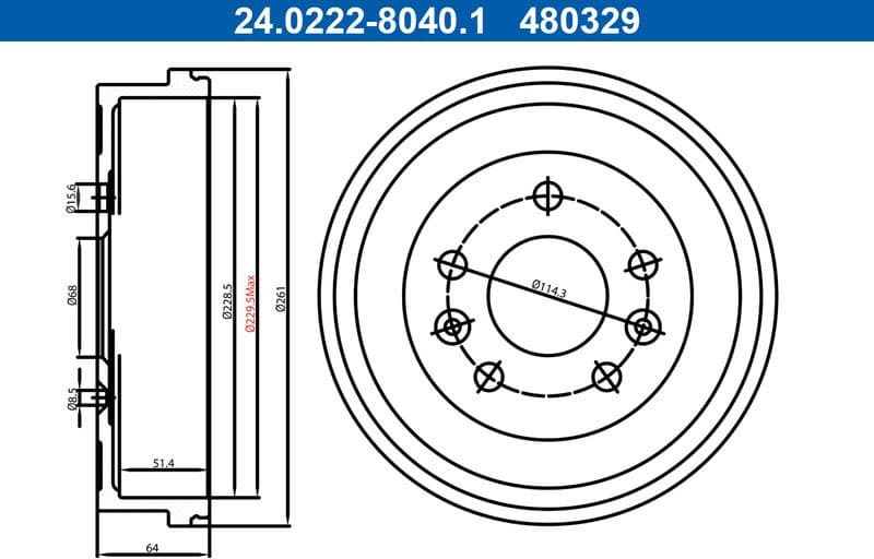 Brake Drum 24.0222-8040.1