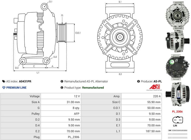 Alternator Remanufactured AS A0431PR - image 5