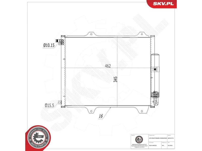 Condenser, air conditioning 86SKV274 - image 6