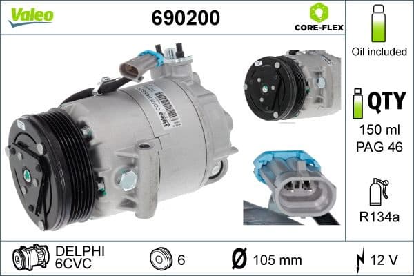 Compressor, air conditioning VALEO CORE-FLEX 690200