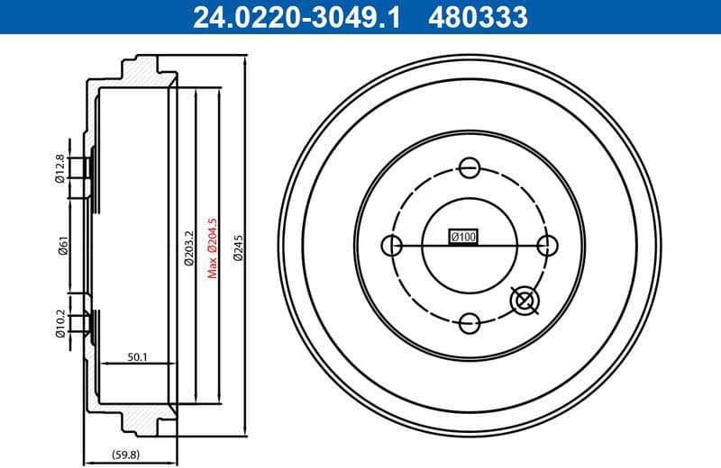 Brake Drum 24.0220-3049.1