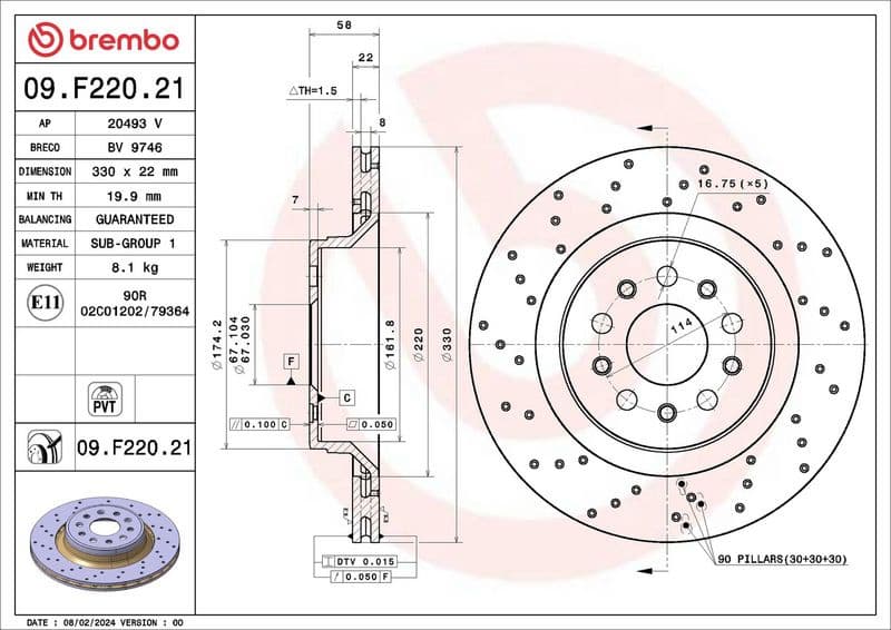Brake Disc PRIME LINE - UV Coated 09.F220.21