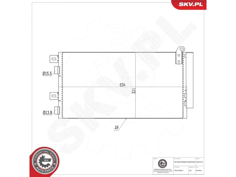 Condenser, air conditioning 86SKV233 - image 6