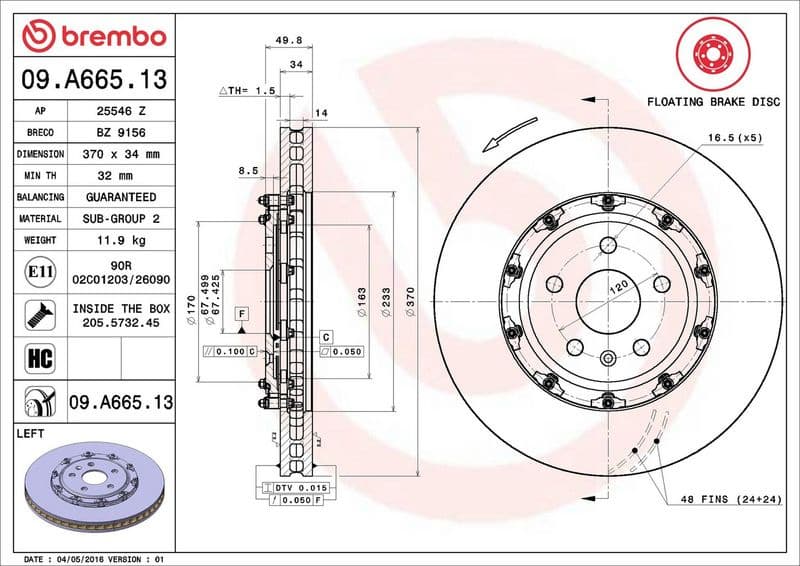 Brake Disc PRIME LINE - Floating 09.A665.13 - image 3