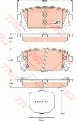 Brake Pad Set, disc brake COTEC GDB3462