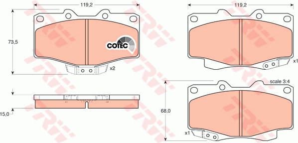 Brake Pad Set, disc brake COTEC GDB797