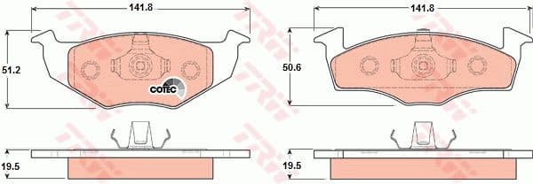 Brake Pad Set, disc brake COTEC GDB1218