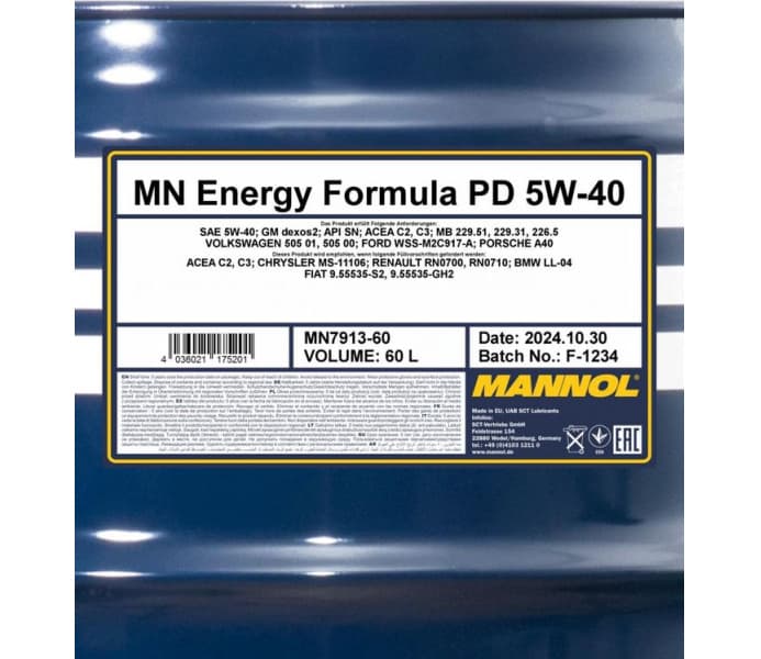 Engine Oil MANNOL 7913 Energy Formula PD 5W-40 MN7913-60 - image 2