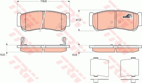 Brake pads rear, Top Quality GDB3419