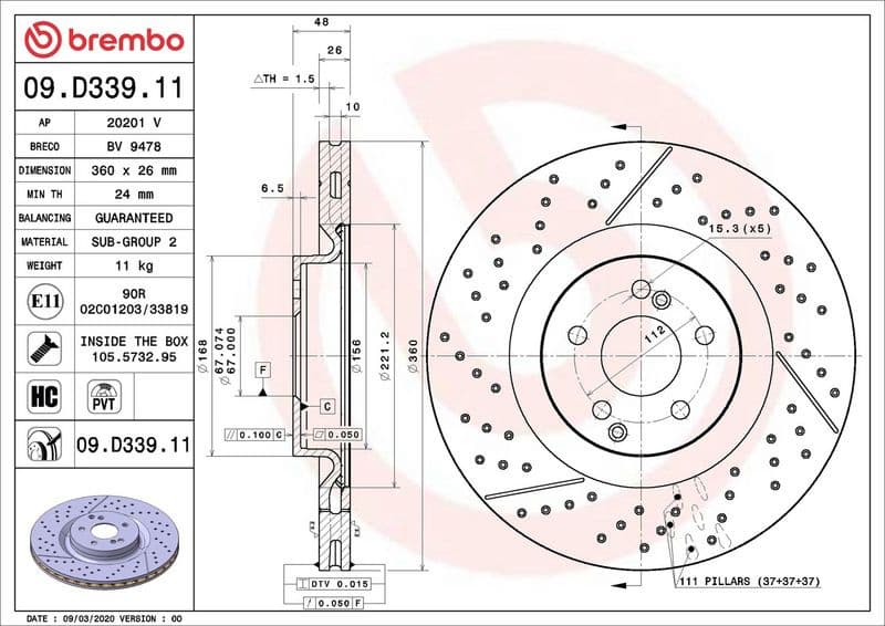 Brake Disc PRIME LINE - UV Coated 09.D339.11 - image 3