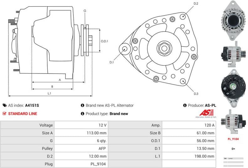 Alternator AS A4151S - image 5