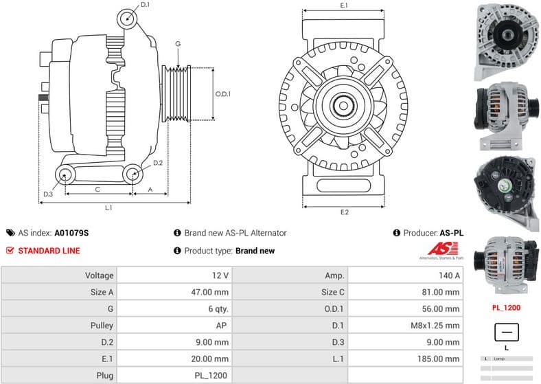 Alternator AS A01079S - image 5
