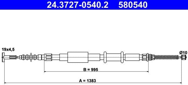 Cable Pull, parking brake 24.3727-0540.2