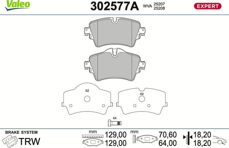 Brake Pad Set, disc brake EXPERT 302577A