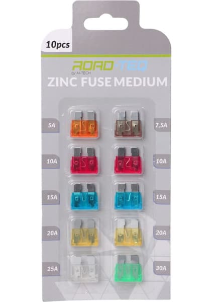 Standartinių saugiklių komplektas MIX A 10vnt ROAD-TEQ - PFS007
