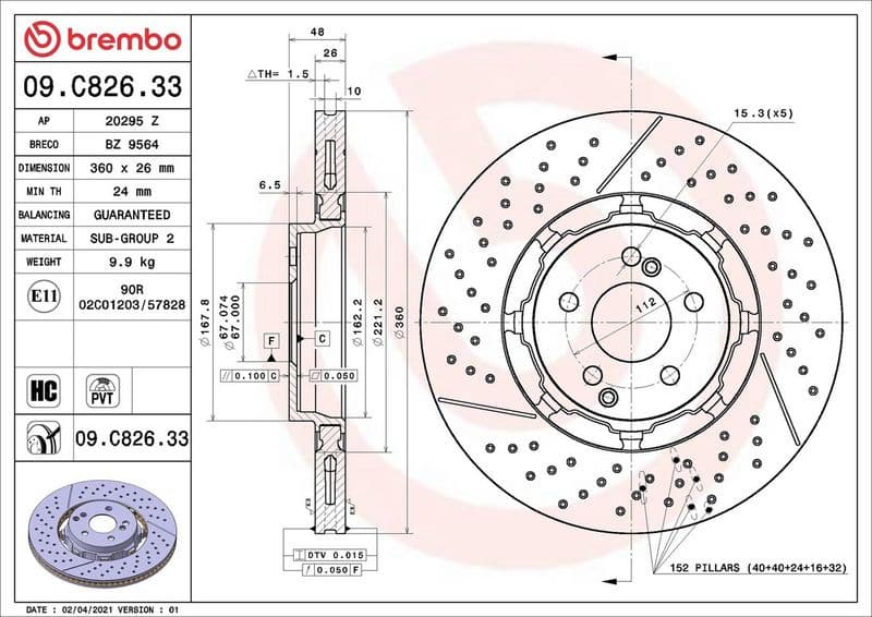 Brake Disc PRIME LINE - Dual Cast 09.C826.33 - image 2