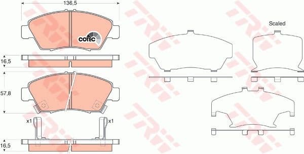 Brake Pad Set, disc brake COTEC GDB3375