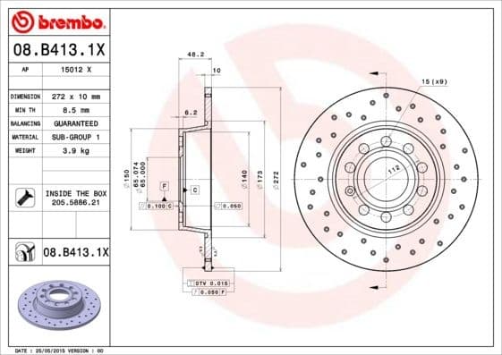 Brake Disc XTRA LINE - Xtra 08.B413.1X