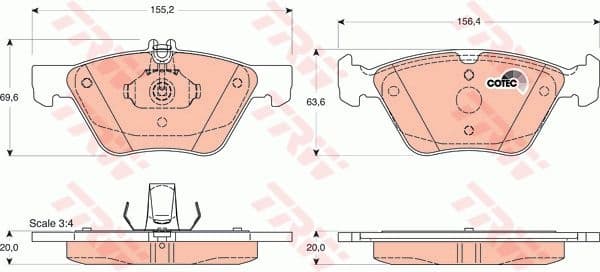 Brake Pad Set, disc brake COTEC GDB1215