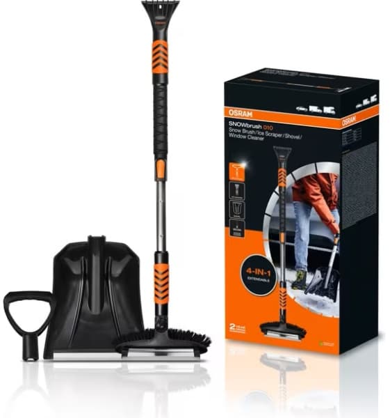 OSRAM žiemos komplektas OSB010 4-in-1 kastuvas gremžtukas šepetys ledo grandiklis