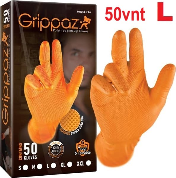 Darbinės nitrilinės pirštinės GRIPPAZ 50vnt Dydis L - GLV-GRP-O-L