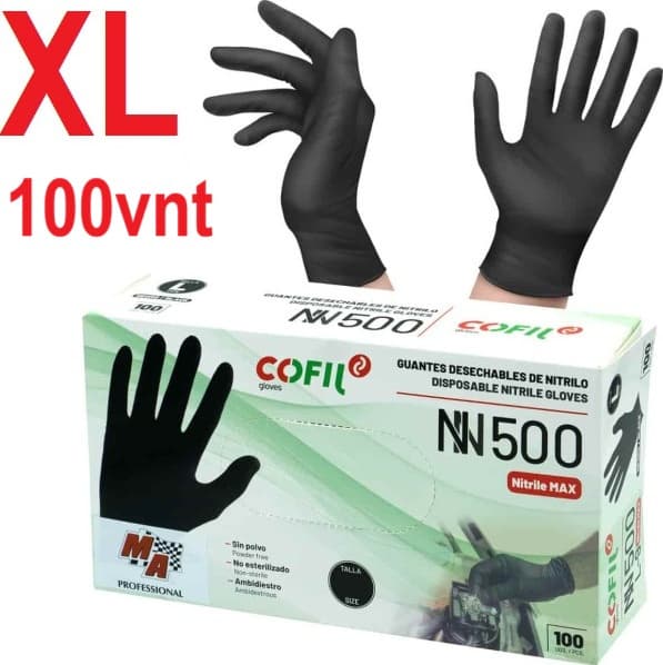 Nitrilinės vienkartinės pirštinės XL juodos (100vnt.) AMTRA MA Professional